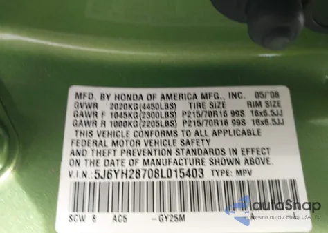 2008 Honda Element Ex z USA, uszkodzony, nr VIN 5J6YH28708L015403